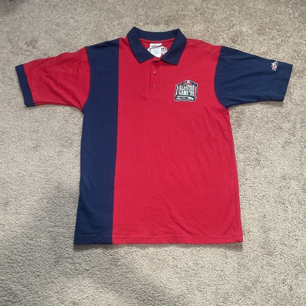 Vintage Majestic 1999 Boston All‎ Star Game Red Polo Shirt Size Medium USA